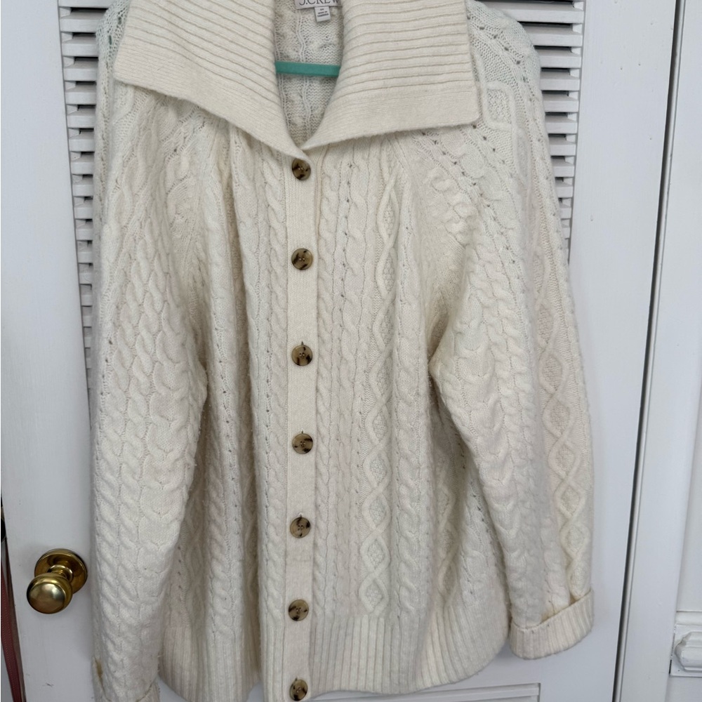 J. Crew Ivory Cable Knit Cardigan